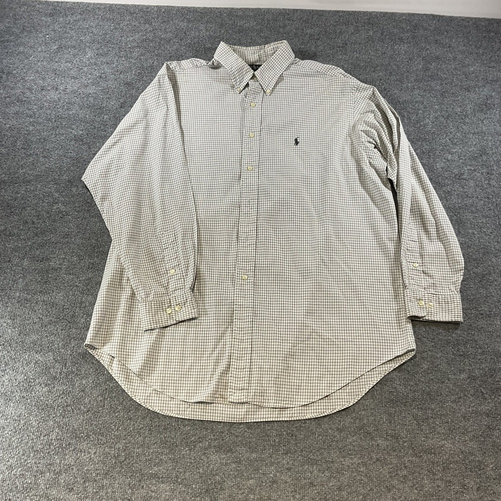 Ralph Lauren Yarmouth Mens 17 34/35 White Black Check Cotton Button Down Shirt